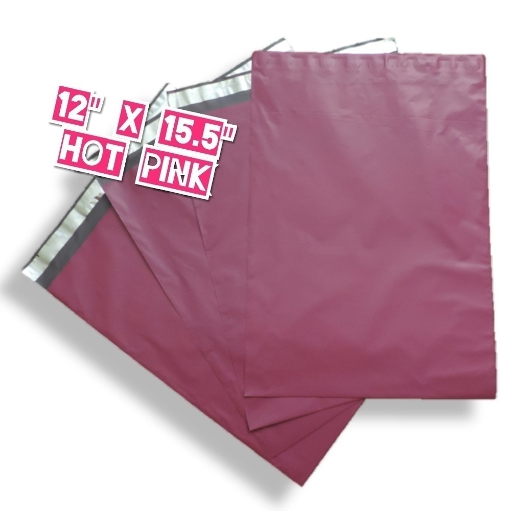 100 Hot Pink Poly Mailers 12x15.5